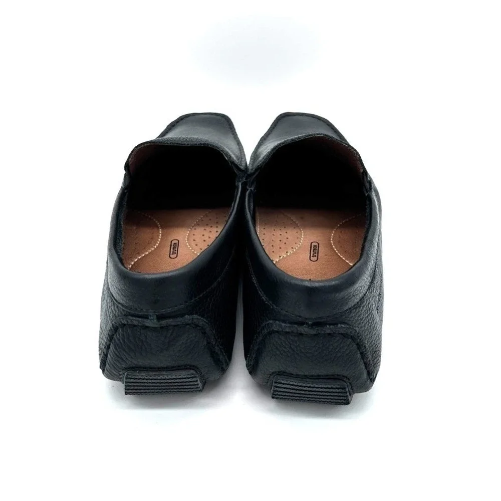 Rockport Men's Rhyder Venetian Loafer Shoes Black US 10.5 Tumble Leather Comfort